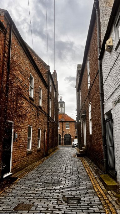 The quirky cobbled streets and Town Hall
